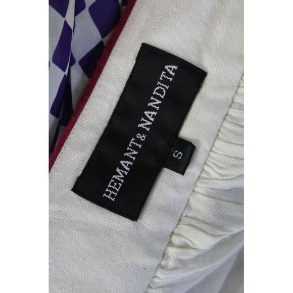 Hemant and Nandita Womens Geometric Print A Line Skirt Purple White Size Small